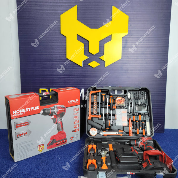 HONESTPLUS - Perceuse brushless + kit outils 118 pcs