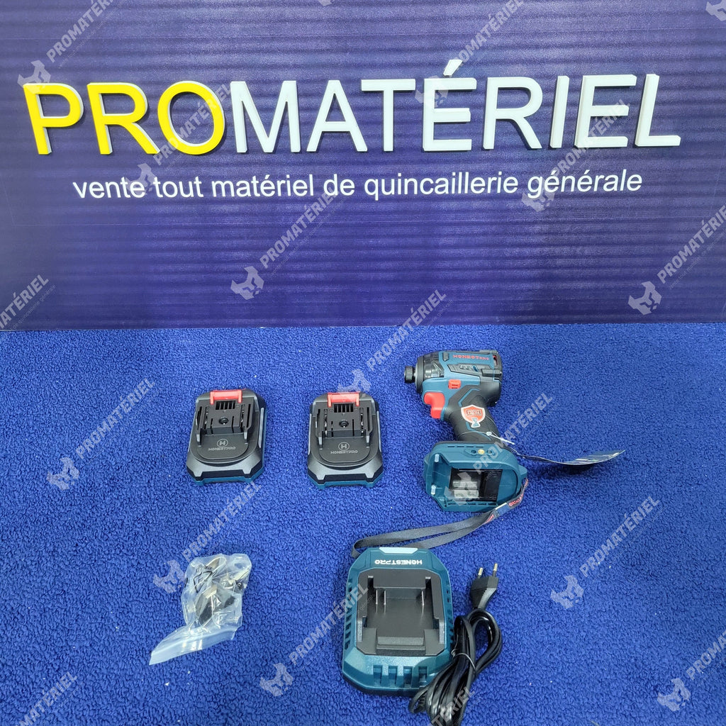 HONESTPRO - Visseuse a percussion sans-fil 2 batteries brushless YAE6119
