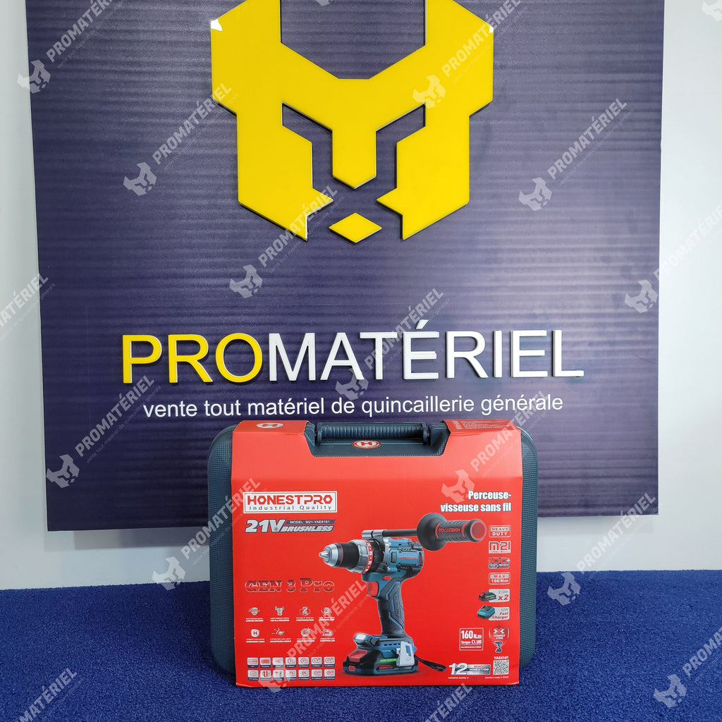 HONESTPRO - Visseuse perceuse a percussion Sans-fil 160Nm 2 Batteries 21v brushess YAE6161