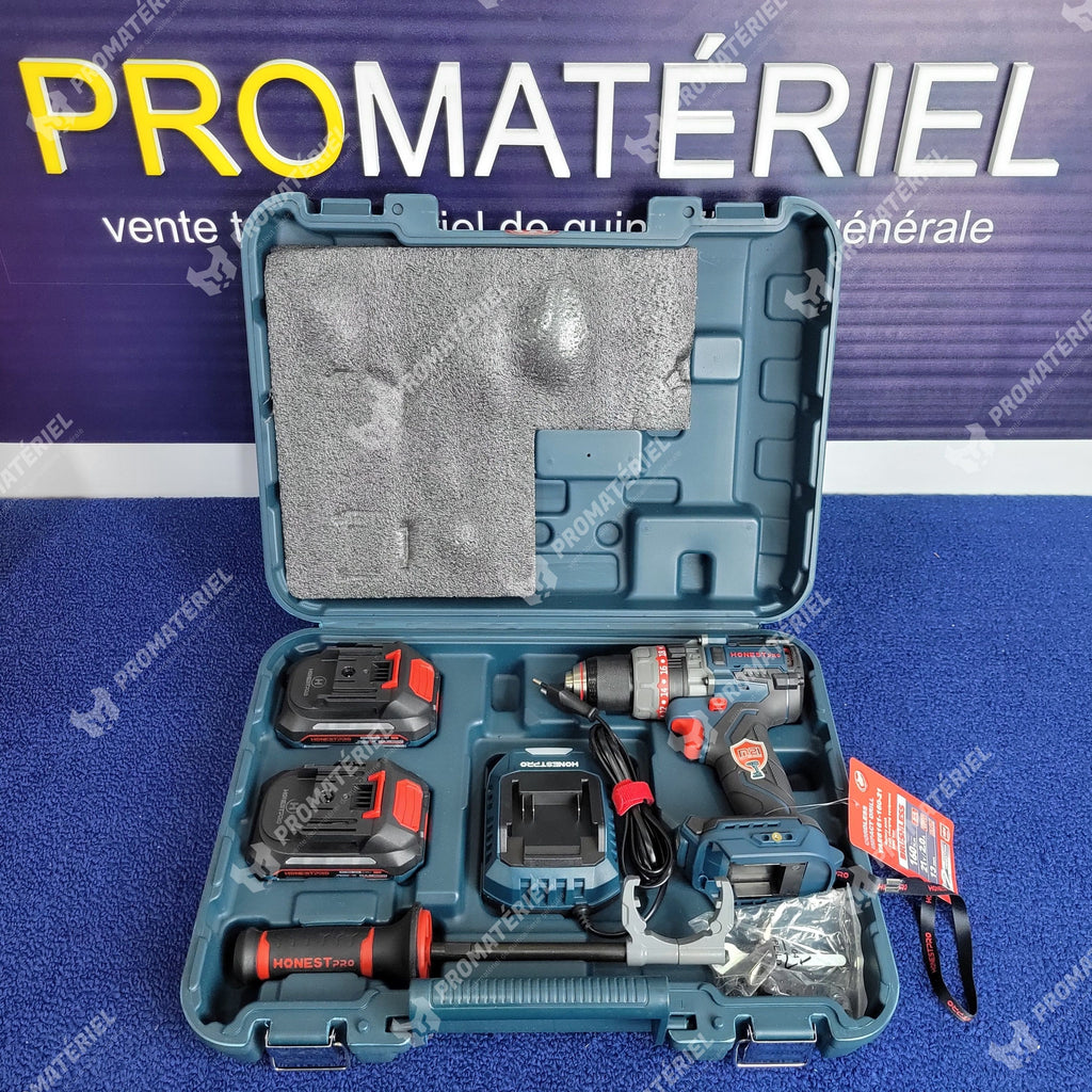 HONESTPRO - Visseuse perceuse a percussion Sans-fil 160Nm 2 Batteries 21v brushess YAE6161