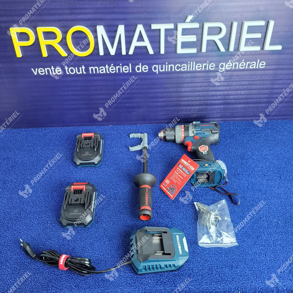 HONESTPRO - Visseuse perceuse a percussion Sans-fil 160Nm 2 Batteries 21v brushess YAE6161
