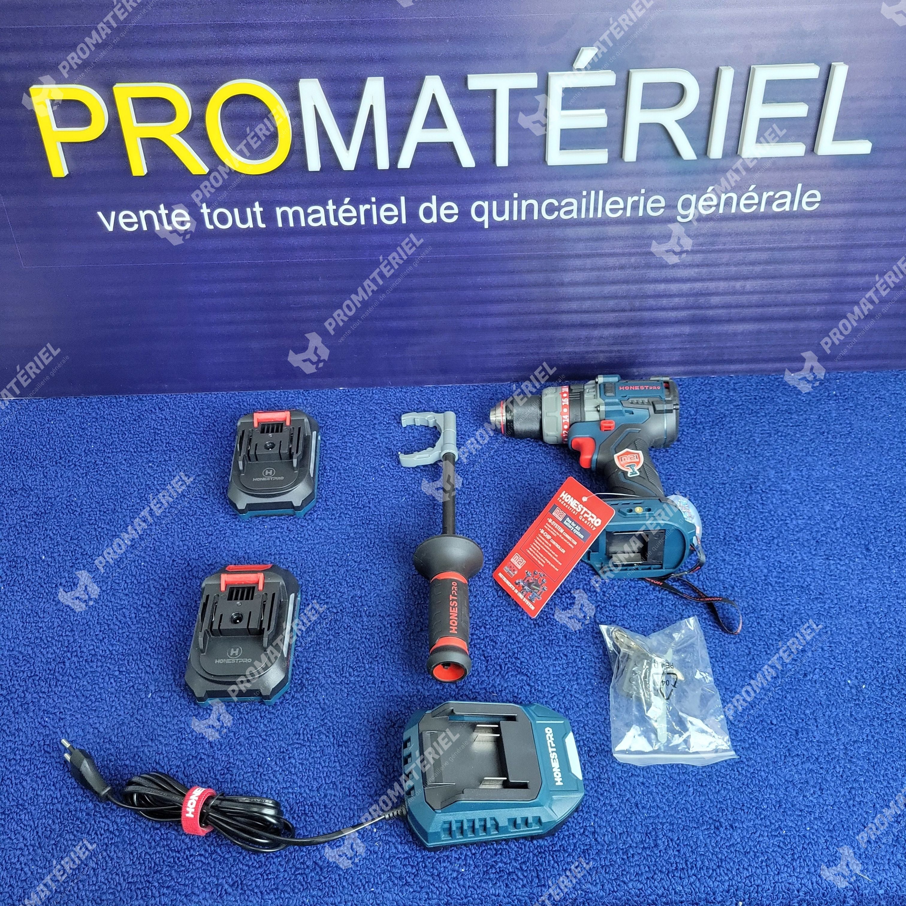 HONESTPRO - Visseuse perceuse a percussion Sans-fil 160Nm 2 Batteries 21v brushess YAE6161